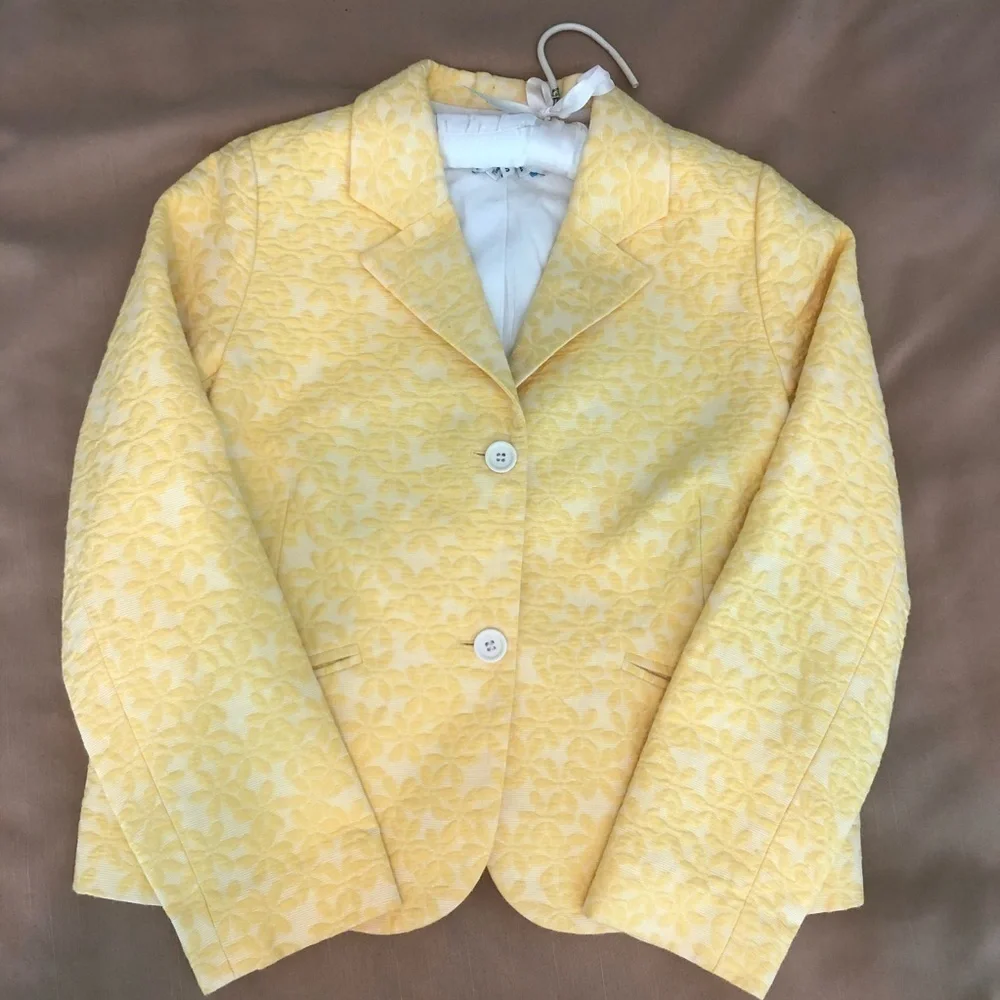 Bonpoint Yelow Jaquared Skirt and Matching Jacket
